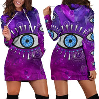 Clothing - Evil Eye Women's Hoodie Dress Universe Style LT8 - Wonder Print Shop