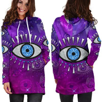 Clothing - Evil Eye Women's Hoodie Dress Universe Style LT8 - Wonder Print Shop