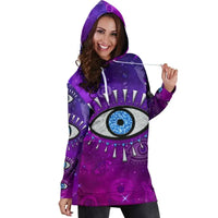 Clothing - Evil Eye Women's Hoodie Dress Universe Style LT8 - Wonder Print Shop