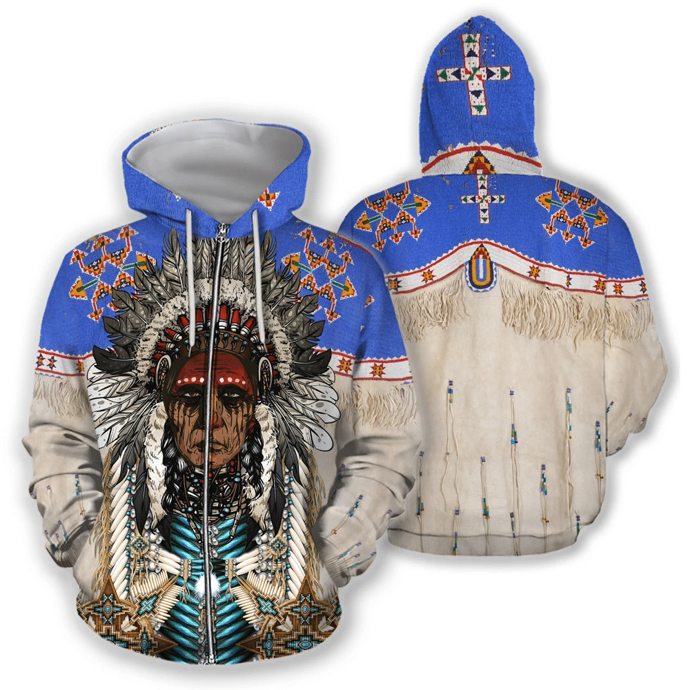 amerindian-chief-with-turquoise-breastplate-3d-printed-zip-hoodie