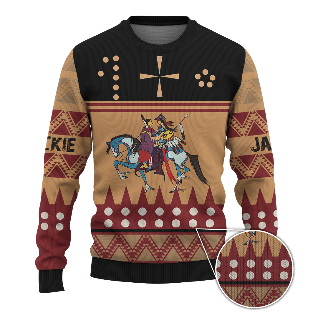 american-indian-horse-tattoo-native-american-pattern-for-couple-customized-3d-all-over-printed-sweater