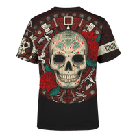 (Custom Personalised) Aztec Maya Mexico OwlSugar Skull Day Of The Dead Shirt T Shirt - Wonder Print Shop