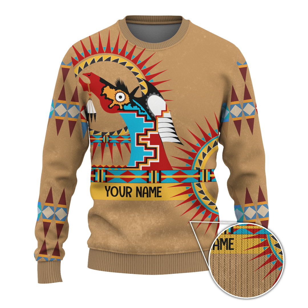 custom-indian-war-horse-custom-native-american-pattern-3d-all-over-printed-sweater
