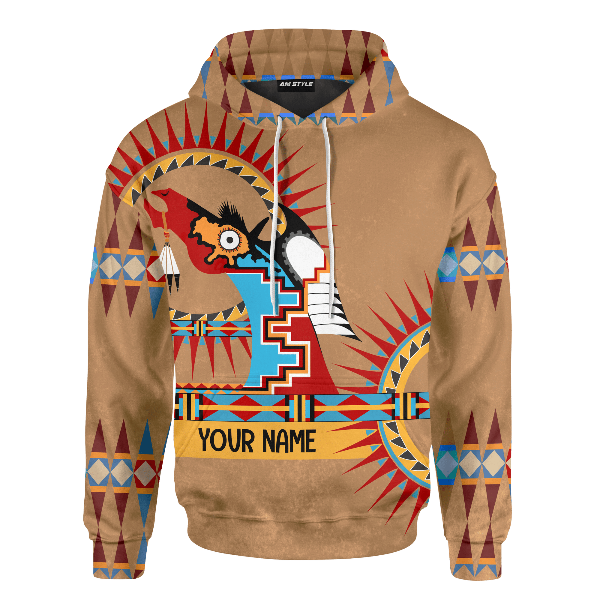 custom-indian-war-horse-custom-native-american-pattern-3d-all-over-printed-hoodie
