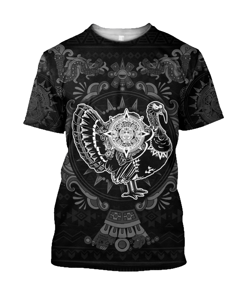 mexico-aztec-turkey-sun-stone-thanksgiving-monochrome-all-over-printed-unisex-t-shirt