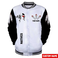 Natives Customized Name Native American All Over Printed Baseball Jacket - Wonder Print Shop