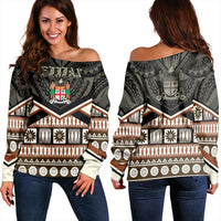 Wonder Print Shop Fiji Sweatshirt - Fiji Masi Coat Of Arms Women Off Shoulder LT10 - Wonder Print Shop