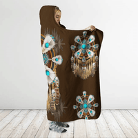 native-american-flower-symbols-dreamcatcher-hooded-blanket