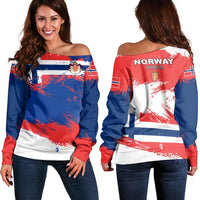 Norway Off Shoulder Sweater Norway Flag Brush RLT7 - Wonder Print Shop