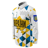 Ukraine Long Sleeve Button Shirt Ukraine Geo Style Long Sleeve Button Shirt LT10 - Wonder Print Shop