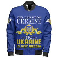 Wonder Print Shop Jacket - Ukraine Not Russia Sleeve Zip Bomber Jacket LT10 - Wonder Print Shop