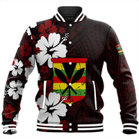 Wonder Print Shop Jacket - Hawaii Kanaka Hibiscus Style Baseball Jacket LT10 - Wonder Print Shop