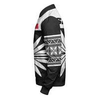 Wonder Print Shop Jacket - Samoa Black Saturday Sleeve Zip Bomber Jacket LT10 - Wonder Print Shop