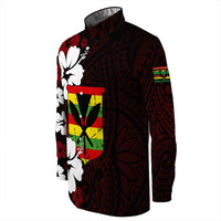 Wonder Print Shop Long Sleeve Button Shirt - Hawaii Kanaka Hibiscus Style Long Sleeve Button Shirt LT10 - Wonder Print Shop