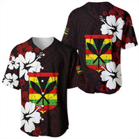 Wonder Print Shop Baseball Jersey - Hawaii Kanaka Hibiscus Style Baseball Jersey LT10 - Wonder Print Shop