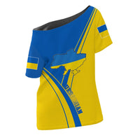 Ukraine Pride Off Shoulder T shirt RLT7 - Wonder Print Shop