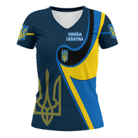 Ukraine Gold Trident Flag Coloury Fashion V Neck T shirt RLT7 - Wonder Print Shop