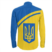 Ukraine Curve Style Long Sleeve Button Shirt RLT7 - Wonder Print Shop