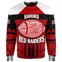 Wonder Print Shop Sweatshirt - Personalized Hawaiian High Kahuku Red Raiders Football Sweatshirt LT10 - Wonder Print Shop