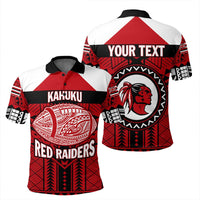 Custom Hawaiian High Kahuku Red Raiders Football Polo Shirt LT10 - Wonder Print Shop
