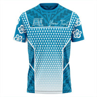 Polynesian T Shirt Personalized Kakau Hawaii Polynesian Blue Gradient T Shirt LT10 - Wonder Print Shop