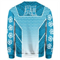 Polynesian Sweatshirt Personalized Kakau Hawaii Polynesian Blue Gradient Sweatshirt LT10 - Wonder Print Shop