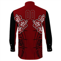 Polynesian Shirt Personalized Hawaii Spearhead Hibiscus Polynesian Long Sleeve Button Shirt LT10 - Wonder Print Shop