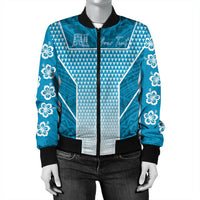 Polynesian Jacket Personalized Kakau Hawaii Polynesian Blue Gradient Bomber Jacket LT10 - Wonder Print Shop