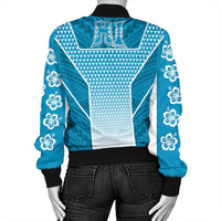 Polynesian Jacket Personalized Kakau Hawaii Polynesian Blue Gradient Bomber Jacket LT10 - Wonder Print Shop
