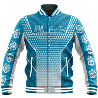 Polynesian Jacket Personalized Kakau Hawaii Polynesian Blue Gradient Baseball Jacket LT10 - Wonder Print Shop