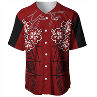 Polynesian Shirt Personalized Hawaii Spearhead Hibiscus Polynesian Baseball Jersey LT10 - Wonder Print Shop