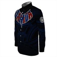Polynesian Shirt American Samoa Forever Long Sleeve Button Shirt LT10 - Wonder Print Shop