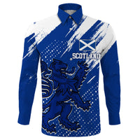 (Custom Text) Scotland Lion Grunge Long Sleeve Button Shirt RLT12 - Wonder Print Shop