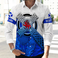 Scotland Pattern Thistle Long Sleeve Button Shirt RLT12 - Wonder Print Shop