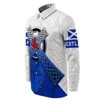 Scotland Pattern Thistle Long Sleeve Button Shirt RLT12 - Wonder Print Shop