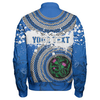 (Custom Text) Scotland Celtic Circle Sleeve Zip Bomber Jacket RLT12 - Wonder Print Shop