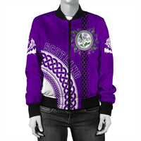 (Custom Text) Scotland Purple Thistle Bomber Jacket RLT12 - Wonder Print Shop