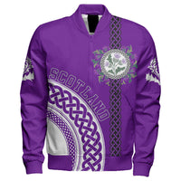 (Custom Text) Scotland Purple Thistle Sleeve Zip Bomber Jacket RLT12 - Wonder Print Shop