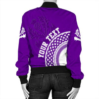 (Custom Text) Scotland Purple Thistle Bomber Jacket RLT12 - Wonder Print Shop