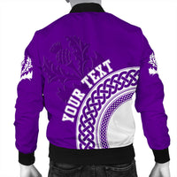 (Custom Text) Scotland Purple Thistle Bomber Jacket RLT12 - Wonder Print Shop