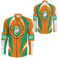 Wonder Print Shop Clothing - Ivory Coast Action Flag Long Sleeves Button Shirt RLT7 - Wonder Print Shop