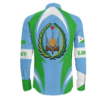 Wonder Print Shop Clothing - Djibouti Action Flag Long Sleeves Button Shirt RLT7 - Wonder Print Shop