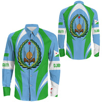 Wonder Print Shop Clothing - Djibouti Action Flag Long Sleeves Button Shirt RLT7 - Wonder Print Shop
