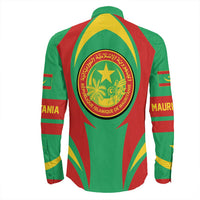 Wonder Print Shop Clothing - Mauritania Action Flag Long Sleeves Button Shirt RLT7 - Wonder Print Shop