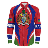Wonder Print Shop Clothing - Gambia Action Flag Long Sleeves Button Shirt RLT7 - Wonder Print Shop