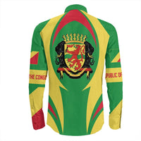Wonder Print Shop Clothing - Republic Of The Congo Action Flag Long Sleeves Button Shirt RLT7 - Wonder Print Shop