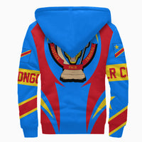 Wonder Print Shop Clothing - Democratic Republic Of The Congo Action Flag Sherpa Hoodie RLT7 - Wonder Print Shop
