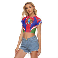 Wonder Print Shop Clothing - Gambia Action Flag Women's Raglan Cropped T shirt RLT7 - Wonder Print Shop