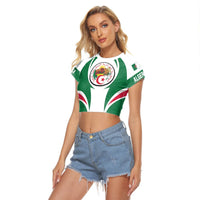 Wonder Print Shop Clothing - Algeria Action Flag Women's Raglan Cropped T shirt RLT7 - Wonder Print Shop