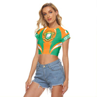 Wonder Print Shop Clothing - Ivory Coast Action Flag Women's Raglan Cropped T shirt RLT7 - Wonder Print Shop